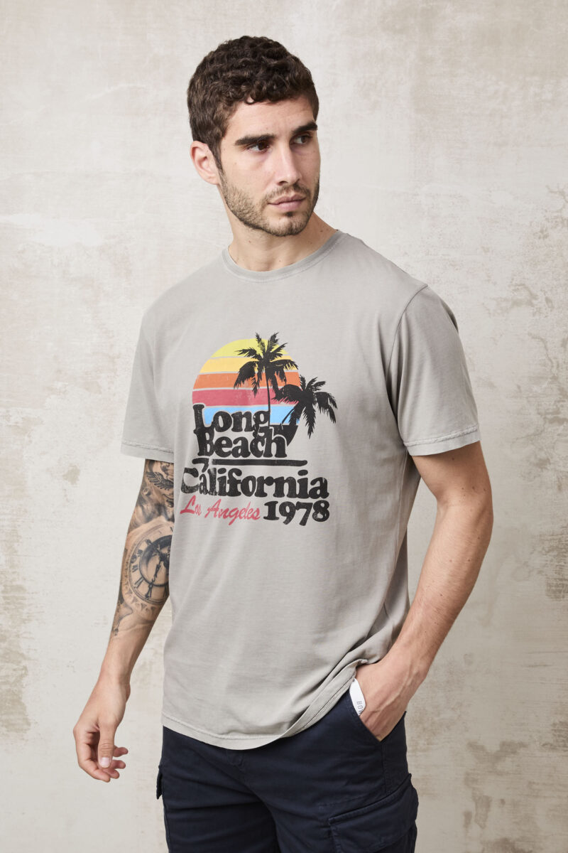 pvnk 1412 Men's Gray Long Beach Graphic T-Shirt - Casual & Stylish Tee - Image 3