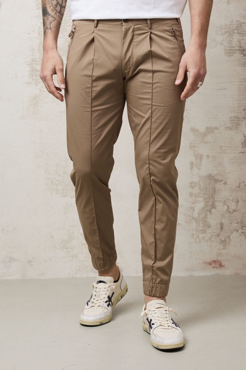 pvnk 1382 Men's Beige Stretch Pants - Comfortable Slim Fit Trousers