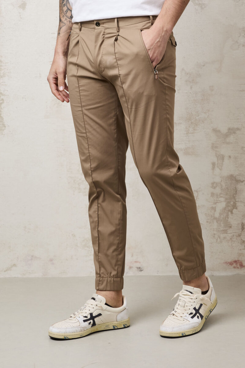 pvnk 1382 Men's Beige Stretch Pants - Comfortable Slim Fit Trousers - Image 2
