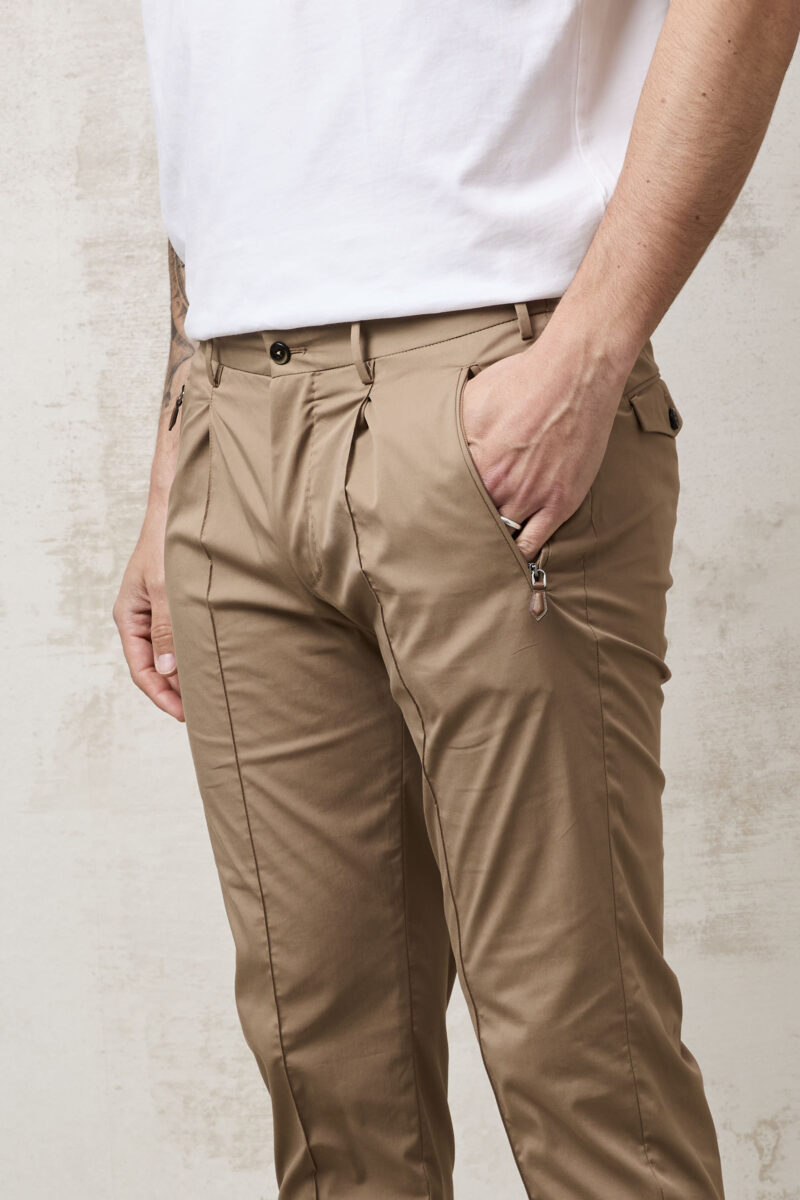 pvnk 1382 Men's Beige Stretch Pants - Comfortable Slim Fit Trousers - Image 4