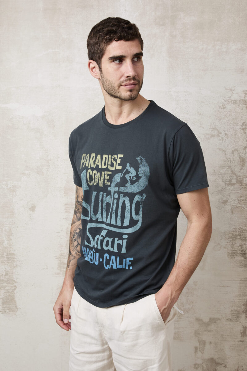 pvnk 1421 Men's Charcoal Surfing Graphic T-Shirt - Trendy & Comfortable Tee