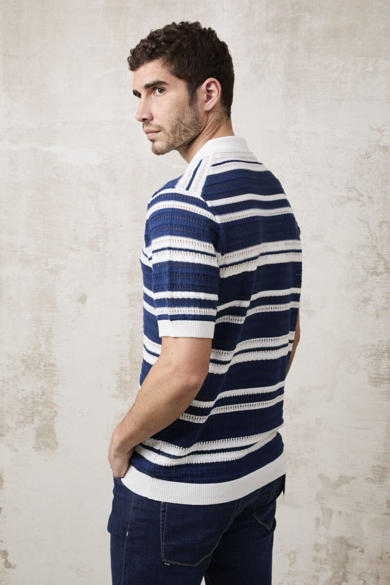pvnk 1496 Men's Blue Striped Cardigan - Stylish & Comfortable Knitwear - Image 4