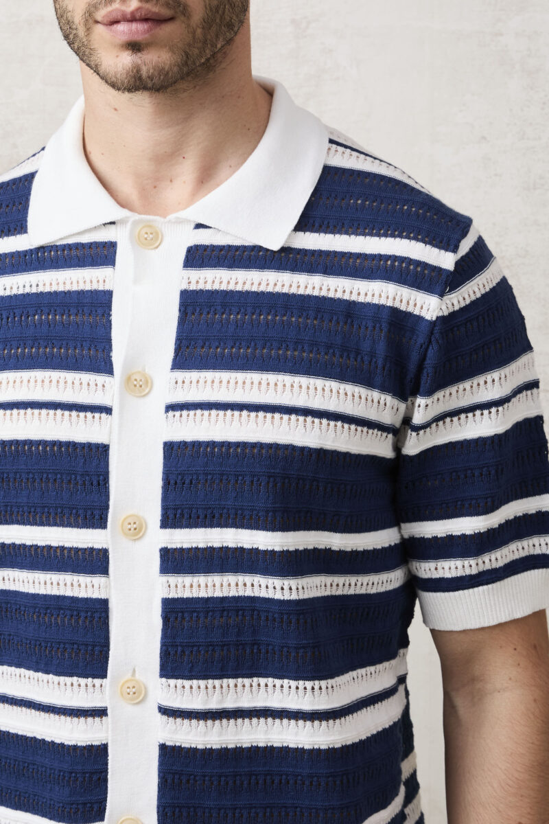pvnk 1496 Men's Blue Striped Cardigan - Stylish & Comfortable Knitwear - Image 6