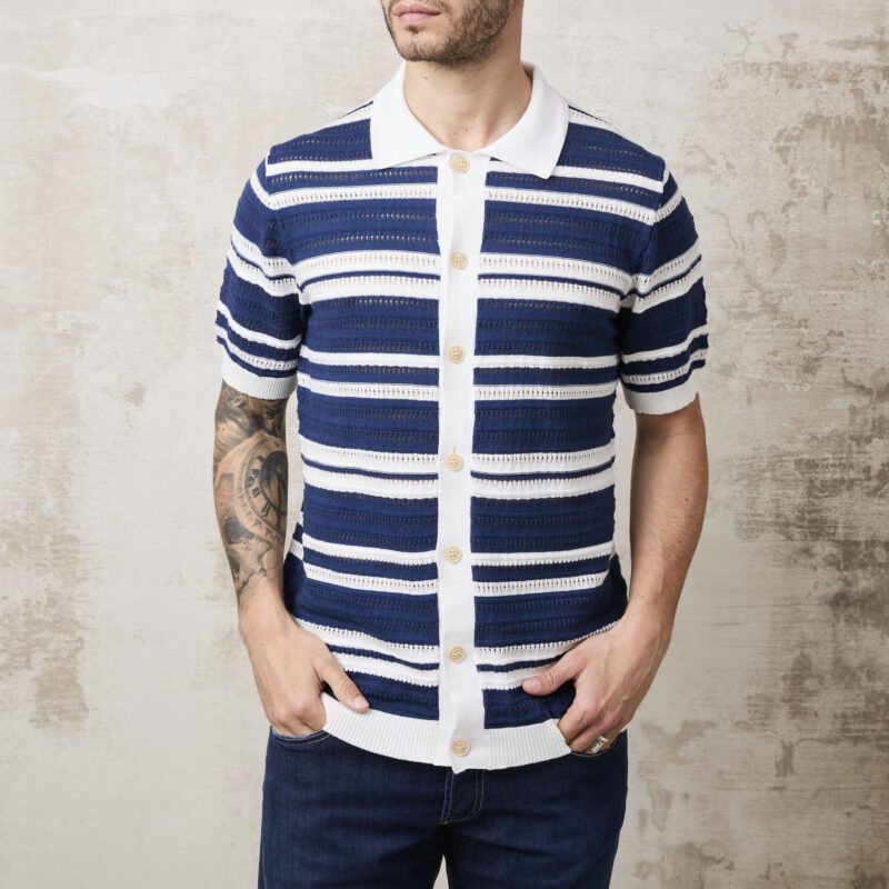 pvnk 1496 Men's Blue Striped Cardigan - Stylish & Comfortable Knitwear - Image 7